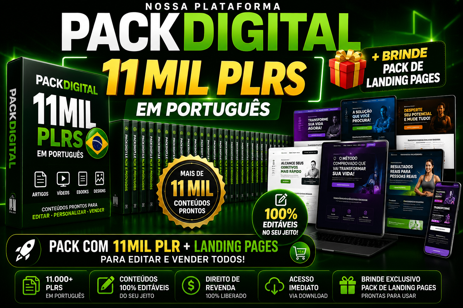 11 Mil Plrs Em Português + Brinde Pack De Landing Pages