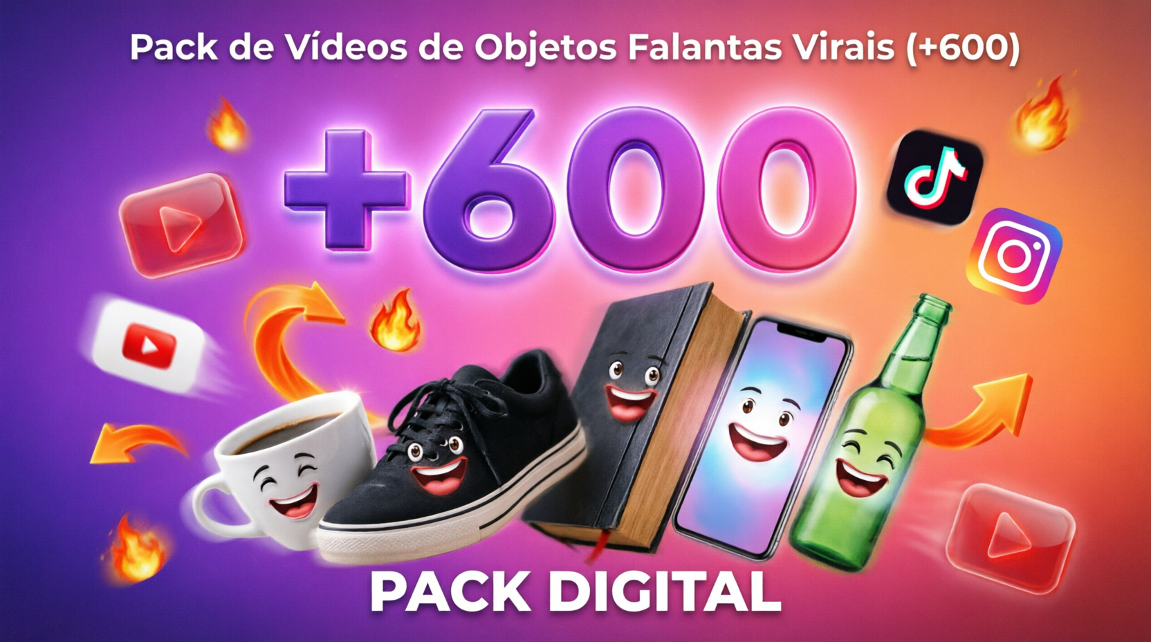 PACK DE VÍDEOS DE OBJETOS FALANTES VIRAIS (+600)